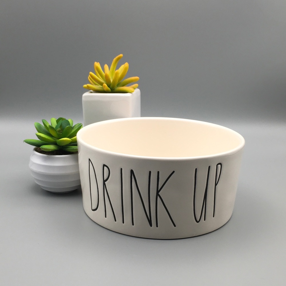 Rae Dunn “Drink Up” pet dog cat bowl. Pre 2018